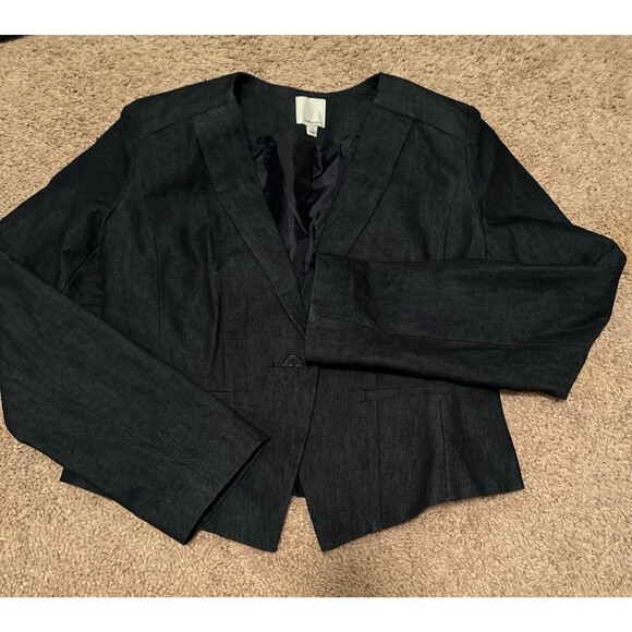 Halogen Dark Blue Denim Set – Pants Size 4 & Jacket Size Medium (Nordstrom) - Picture 2 of 4